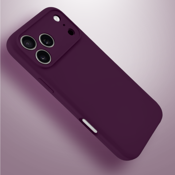 etui do iphone 17 pro max, silikonowe z magsafe, mikrofibra soft touch z osłoną na aparat, burgundowe