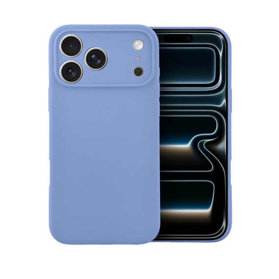 etui do iphone 17 pro, silikonowe z magsafe, mikrofibra soft touch z osłoną na aparat, błękit lodowca