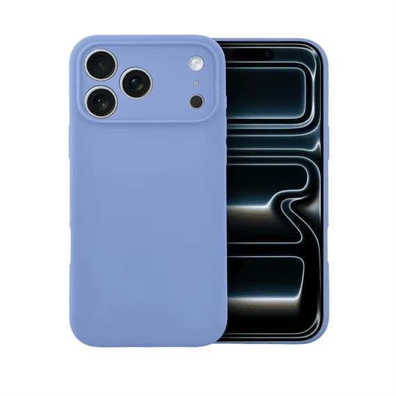 etui do iphone 17 pro silikonowe z mikrofibrą soft touch z osłoną na aparat, błękit lodowca