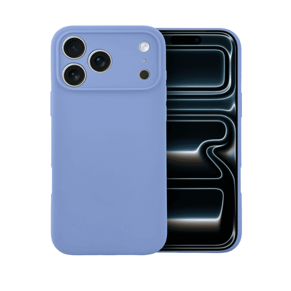 Etui do iPhone 17 Pro Max silikonowe z mikrofibrą soft touch z osłoną na aparat, błękit lodowca