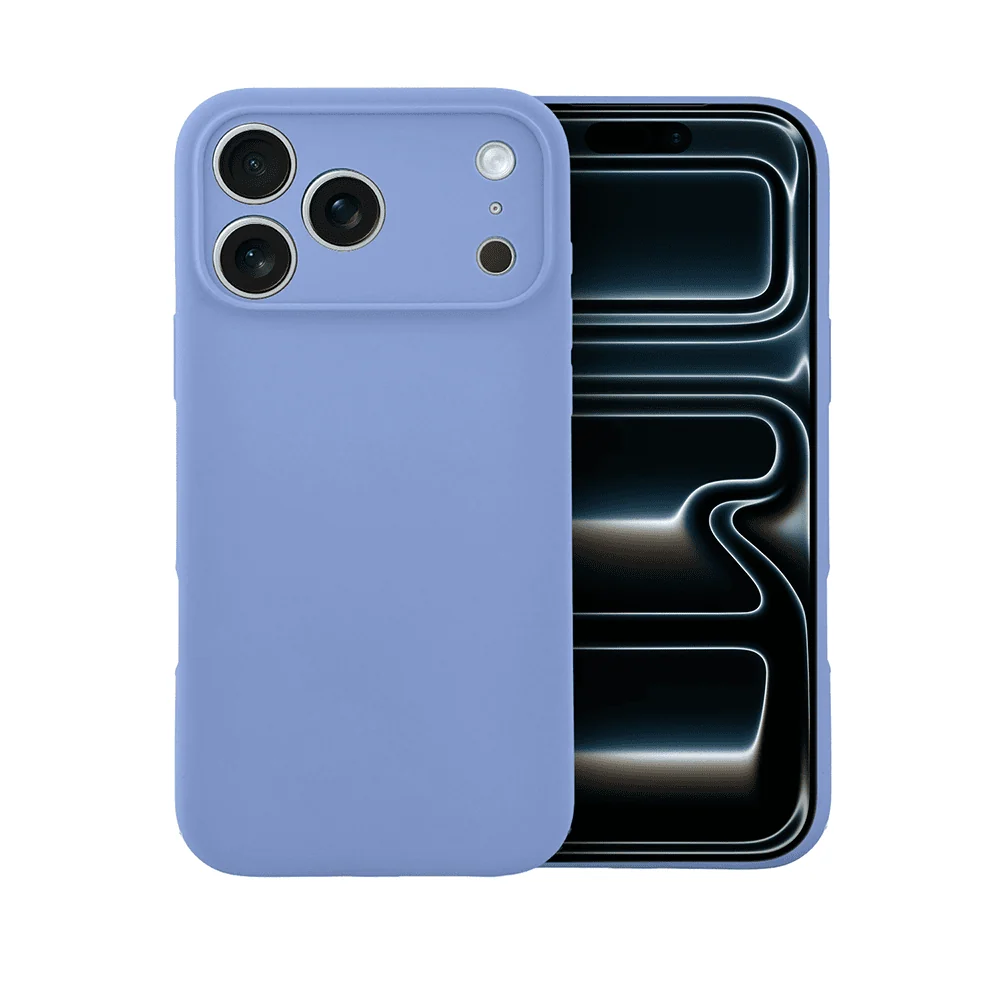 Etui do iPhone 17 Pro silikonowe z mikrofibrą soft touch z osłoną na aparat, błękit lodowca