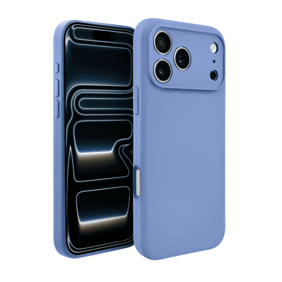 etui do iphone 17 pro silikonowe z mikrofibrą soft touch z osłoną na aparat, błękit lodowca