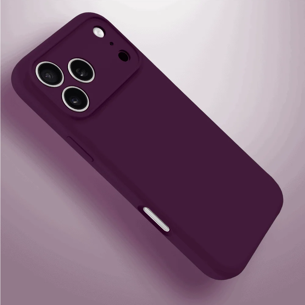 etui do iphone 17 pro silikonowe z mikrofibrą soft touch z osłoną na aparat, burgundowy