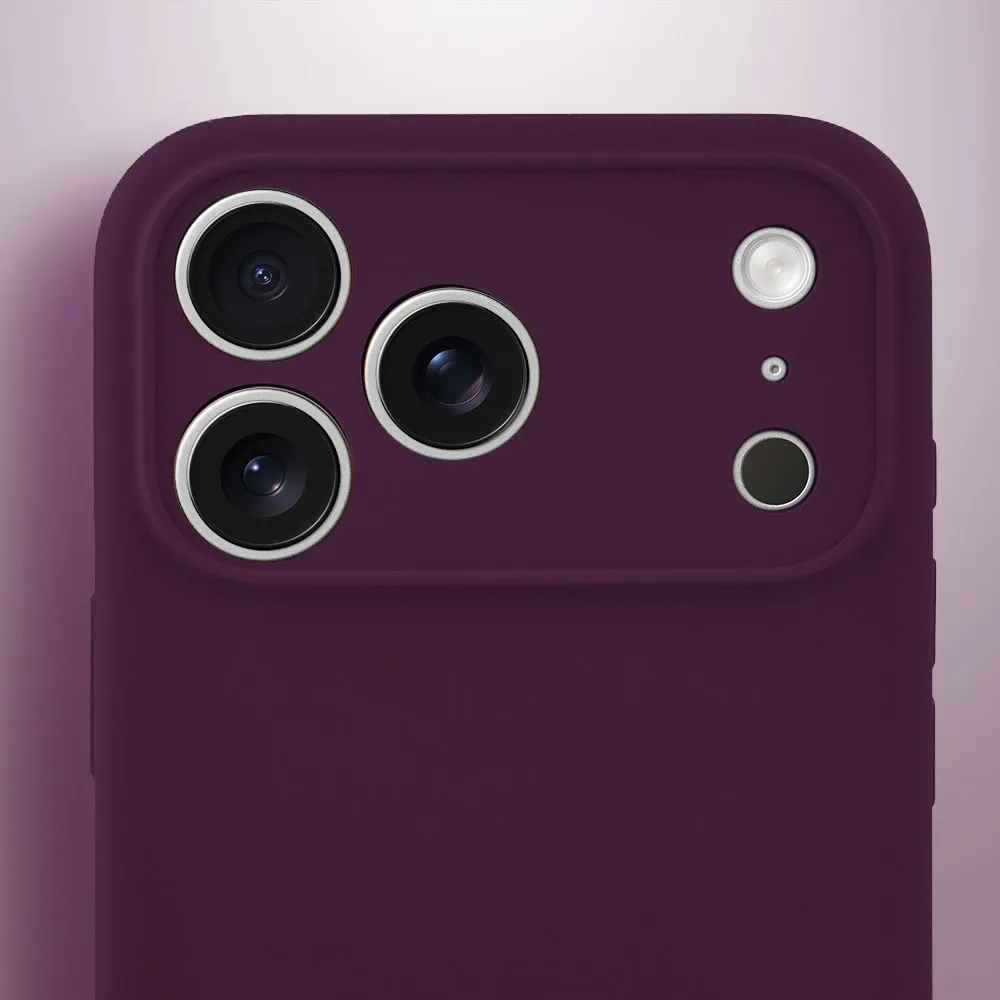 etui do iphone 17 pro silikonowe z mikrofibrą soft touch z osłoną na aparat, burgundowy
