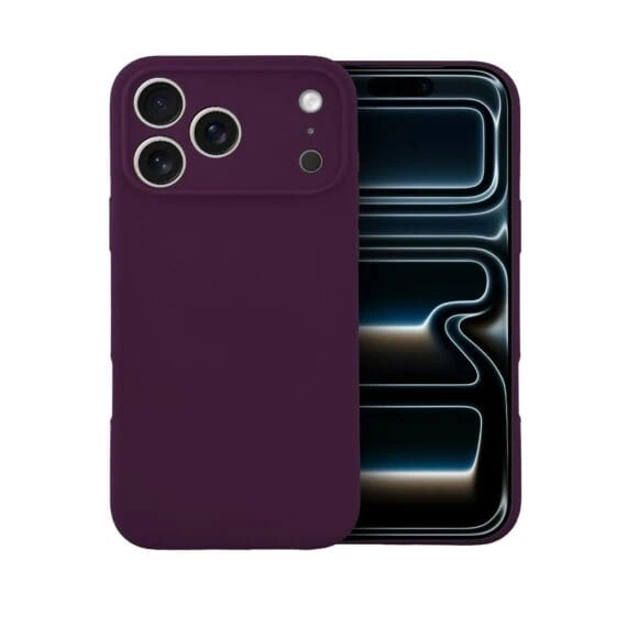 etui do iphone 17 pro silikonowe z mikrofibrą soft touch z osłoną na aparat, burgundowy