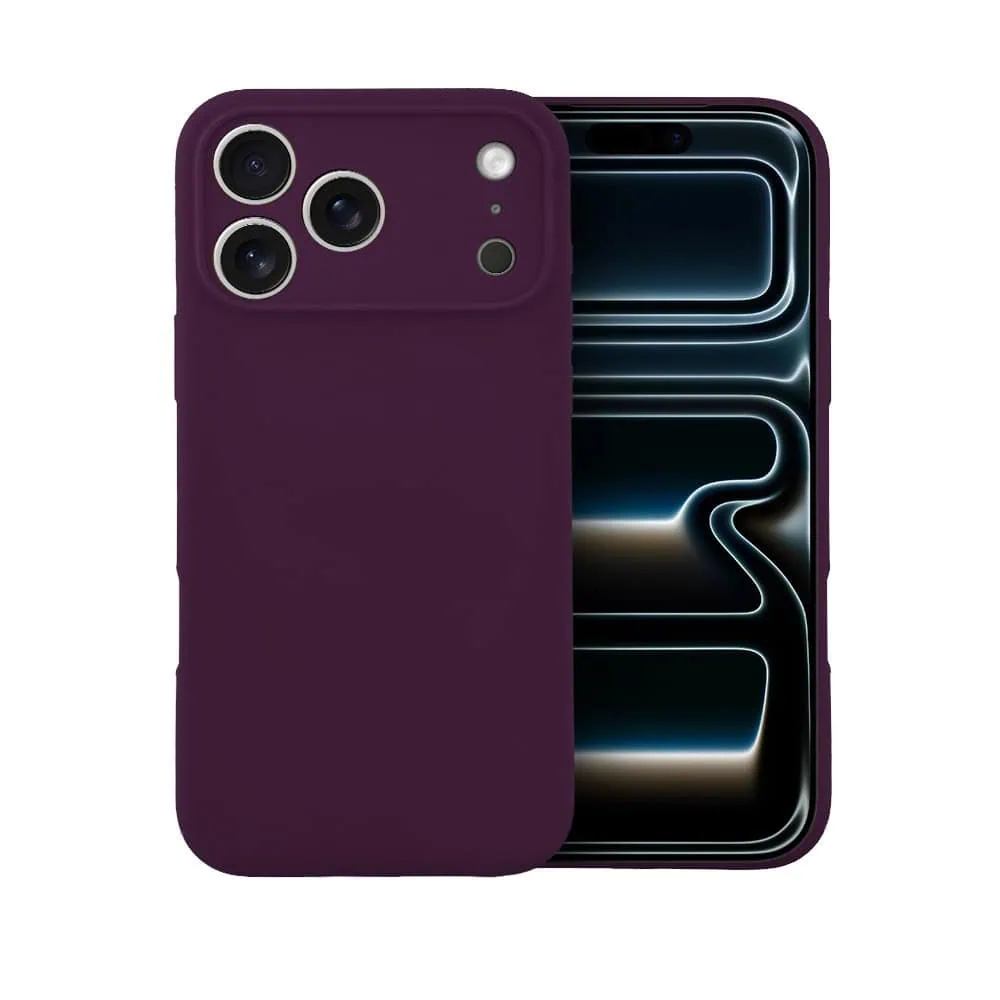 etui do iphone 17 pro silikonowe z mikrofibrą soft touch z osłoną na aparat, burgundowy