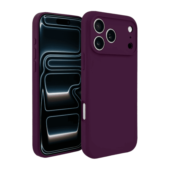 etui do iphone 17 pro silikonowe z mikrofibrą soft touch z osłoną na aparat, burgundowy