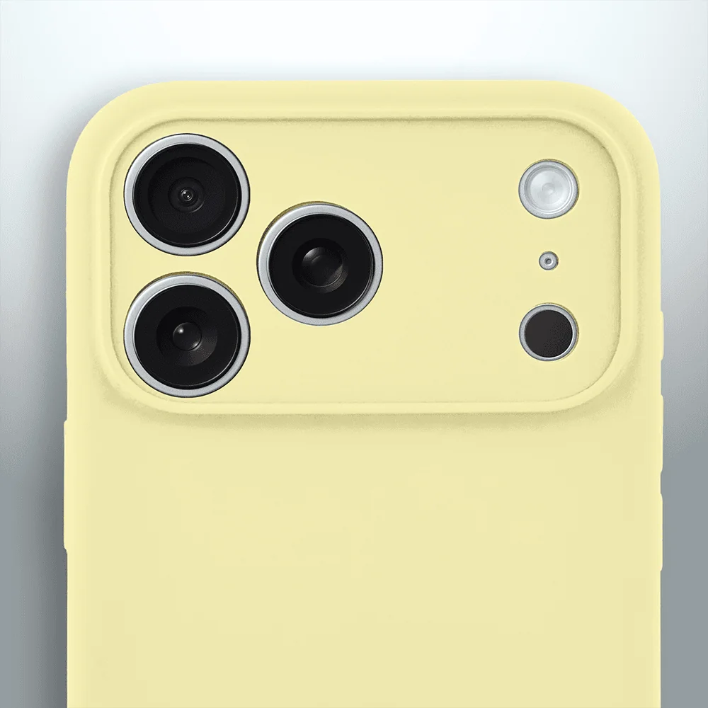 Etui do iPhone 17 Pro silikonowe z mikrofibrą soft touch z osłoną na aparat, jasny żółty (3) etui do iphone 17 pro silikonowe z mikrofibrą soft touch z osłoną na aparat, jasny żółty