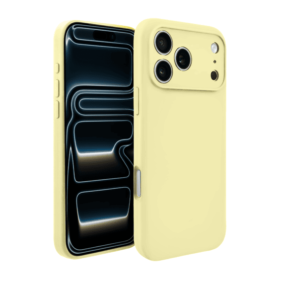 etui do iphone 17 pro silikonowe z mikrofibrą soft touch z osłoną na aparat, jasny żółty
