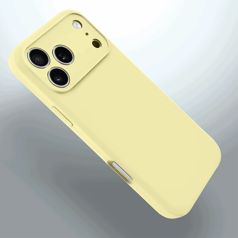 Etui do iPhone 17 Pro silikonowe z mikrofibrą soft touch z osłoną na aparat, jasny żółty (8) etui do iphone 17 pro silikonowe z mikrofibrą soft touch z osłoną na aparat, jasny żółty