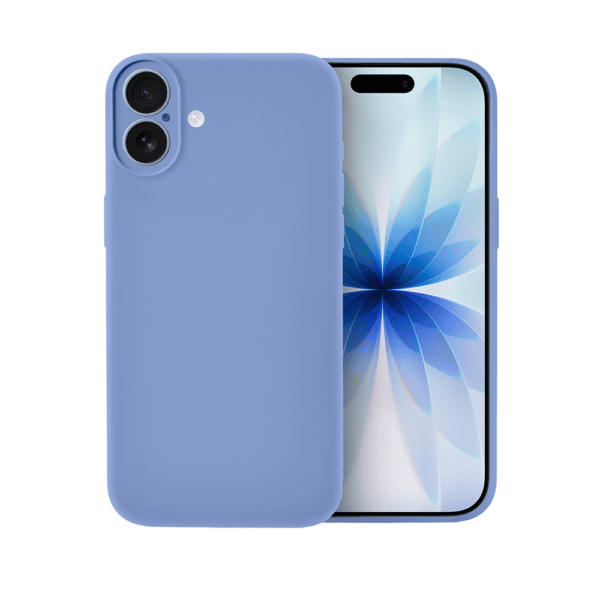 Etui do iPhone 17 silikonowe z mikrofibrą soft touch z osłoną na aparat, błękit lodowca