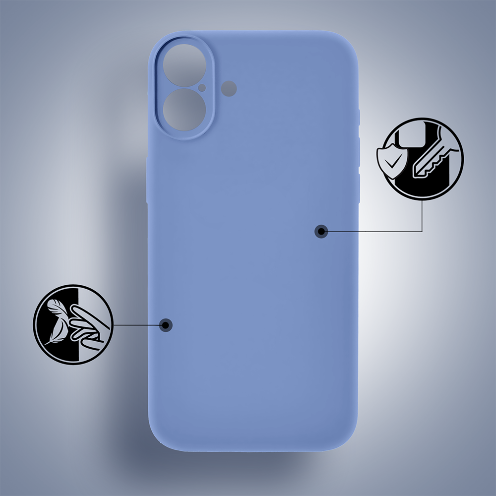 etui do iphone 17 silikonowe z mikrofibrą soft touch z osłoną na aparat, błękit lodowca