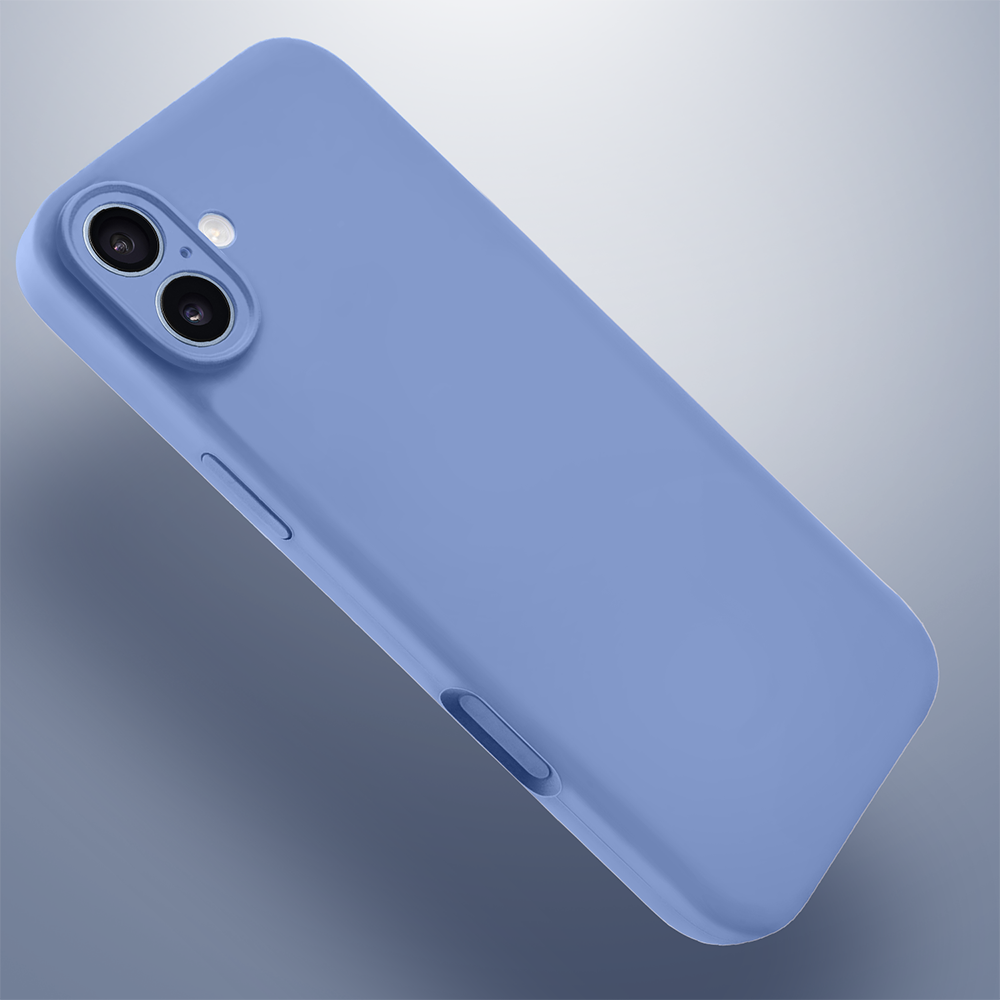 etui do iphone 17 silikonowe z mikrofibrą soft touch z osłoną na aparat, błękit lodowca