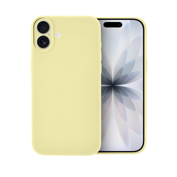 etui do iphone 17 silikonowe z mikrofibrą soft touch z osłoną na aparat, jasny żółty