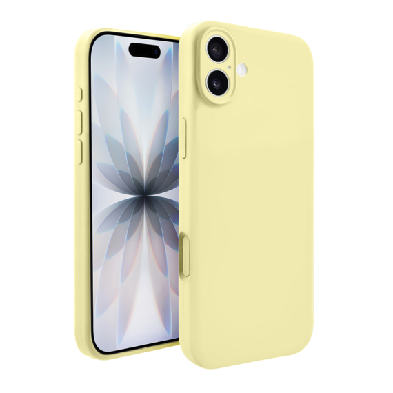etui do iphone 17 silikonowe z mikrofibrą soft touch z osłoną na aparat, jasny żółty