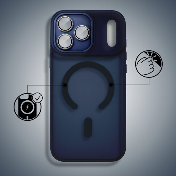 etui do iphone 18 pro color flush z magsafe, z osłoną aparatu, granatowe