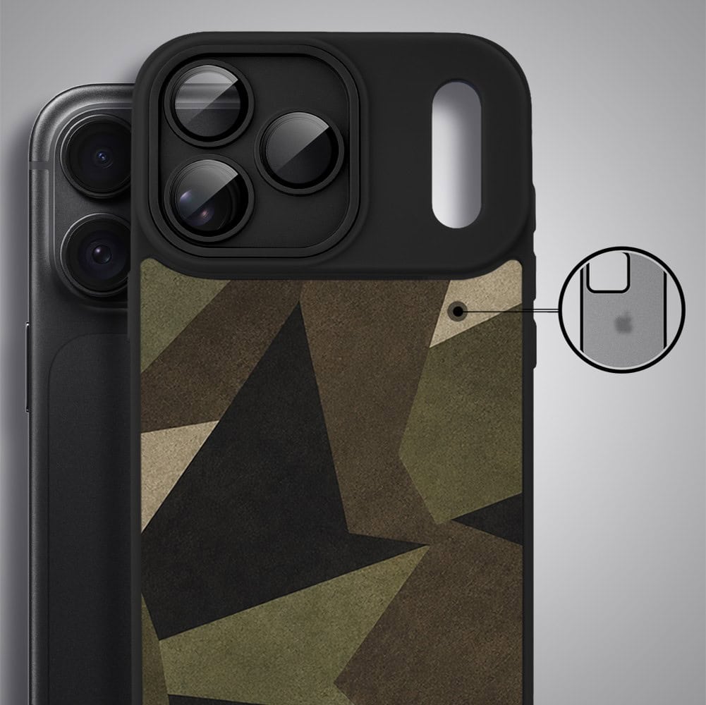 etui do iphone 18 pro color flush z magsafe, z osłoną aparatu, miejskie moro, czarne
