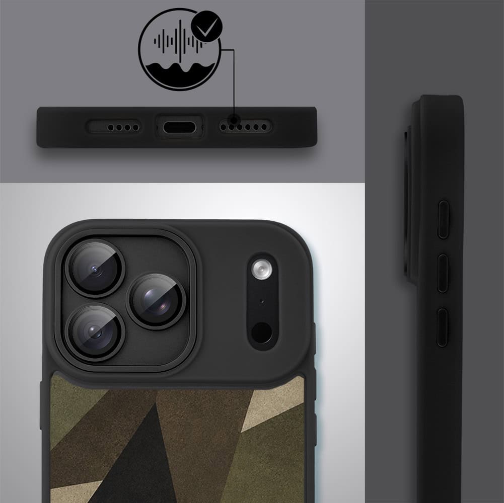 etui do iphone 18 pro color flush z magsafe, z osłoną aparatu, miejskie moro, czarne