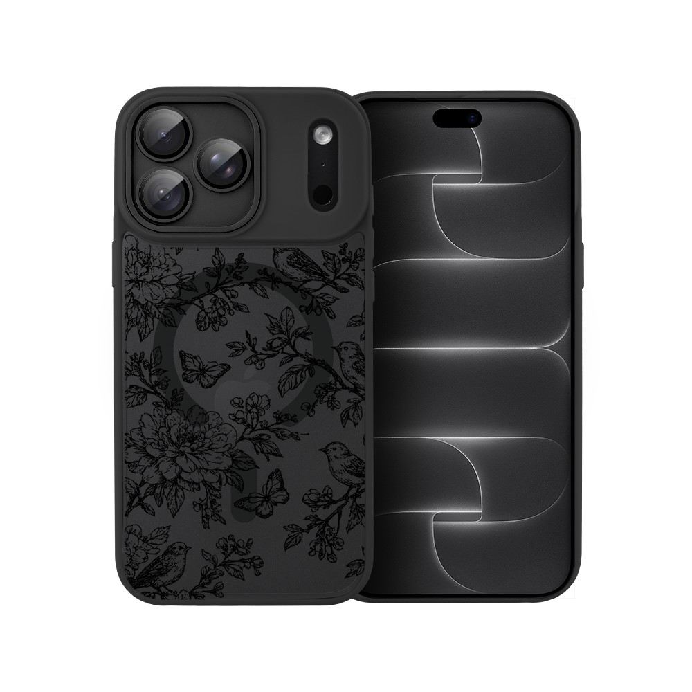 etui do iphone 18 pro color flush z magsafe, z osłoną aparatu, nocna botanika, czarne