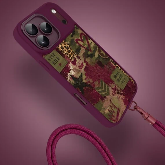 etui do iphone 18 pro color flush z magsafe, z osłoną aparatu, rebel soul, burgundowe