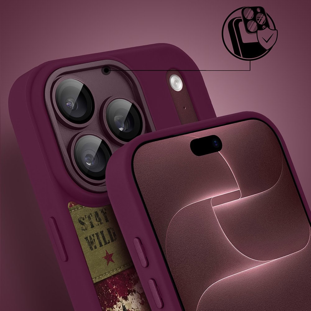 etui do iphone 18 pro color flush z magsafe, z osłoną aparatu, rebel soul, burgundowe