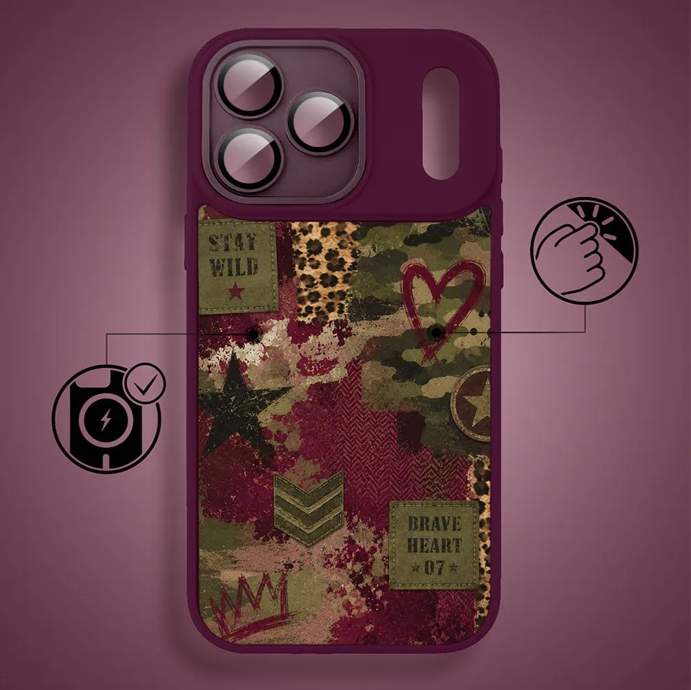etui do iphone 18 pro color flush z magsafe, z osłoną aparatu, rebel soul, burgundowe