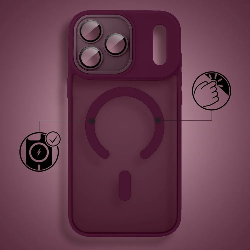 etui do iphone 18 pro, color flush z magsafe, z osłoną aparatu, wiśniowe, burgundowe