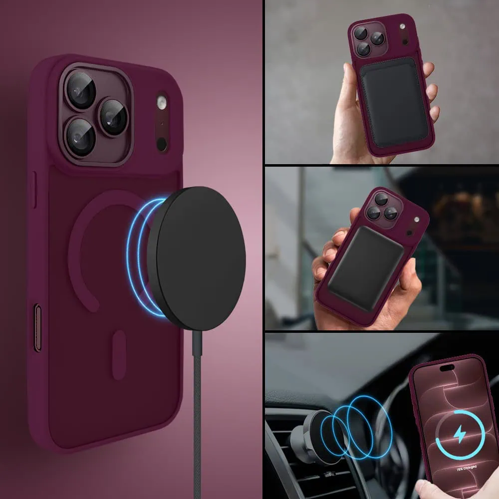 etui do iphone 18 pro, color flush z magsafe, z osłoną aparatu, wiśniowe, burgundowe