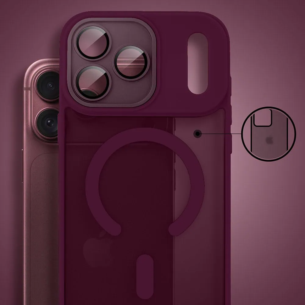 etui do iphone 18 pro, color flush z magsafe, z osłoną aparatu, wiśniowe, burgundowe