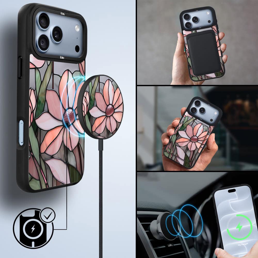 etui do iphone 18 pro ibizu dropguard matt z magsafe, barwy szkła, różowa magnolia