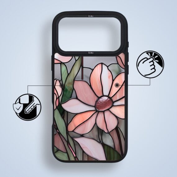 etui do iphone 18 pro ibizu dropguard matt z magsafe, barwy szkła, różowa magnolia