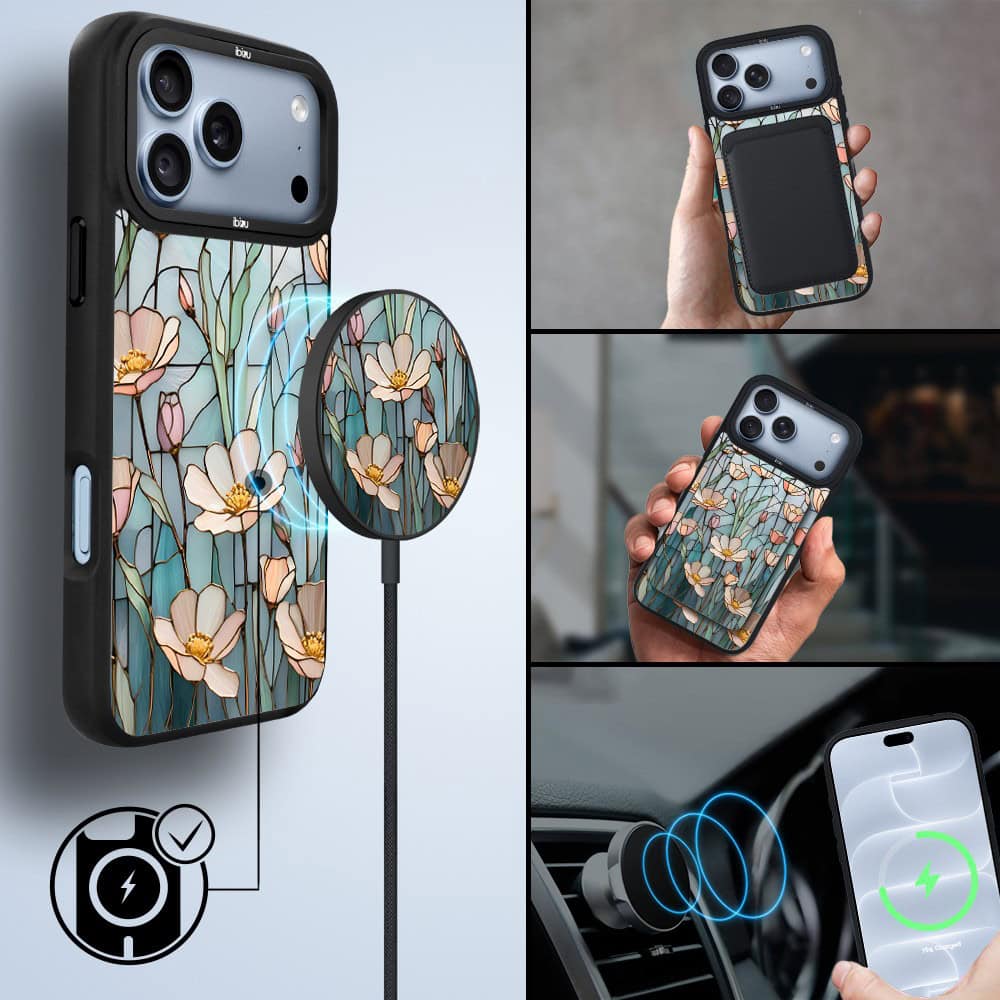 etui do iphone 18 pro ibizu dropguard matt z magsafe, barwy szkła, szept kwiatów polnych