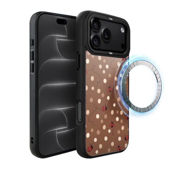 Etui do iPhone 18 Pro Max IBIZU DropGuard Matt z MagSafe, Bella Fantasia, Kawowe biedronki