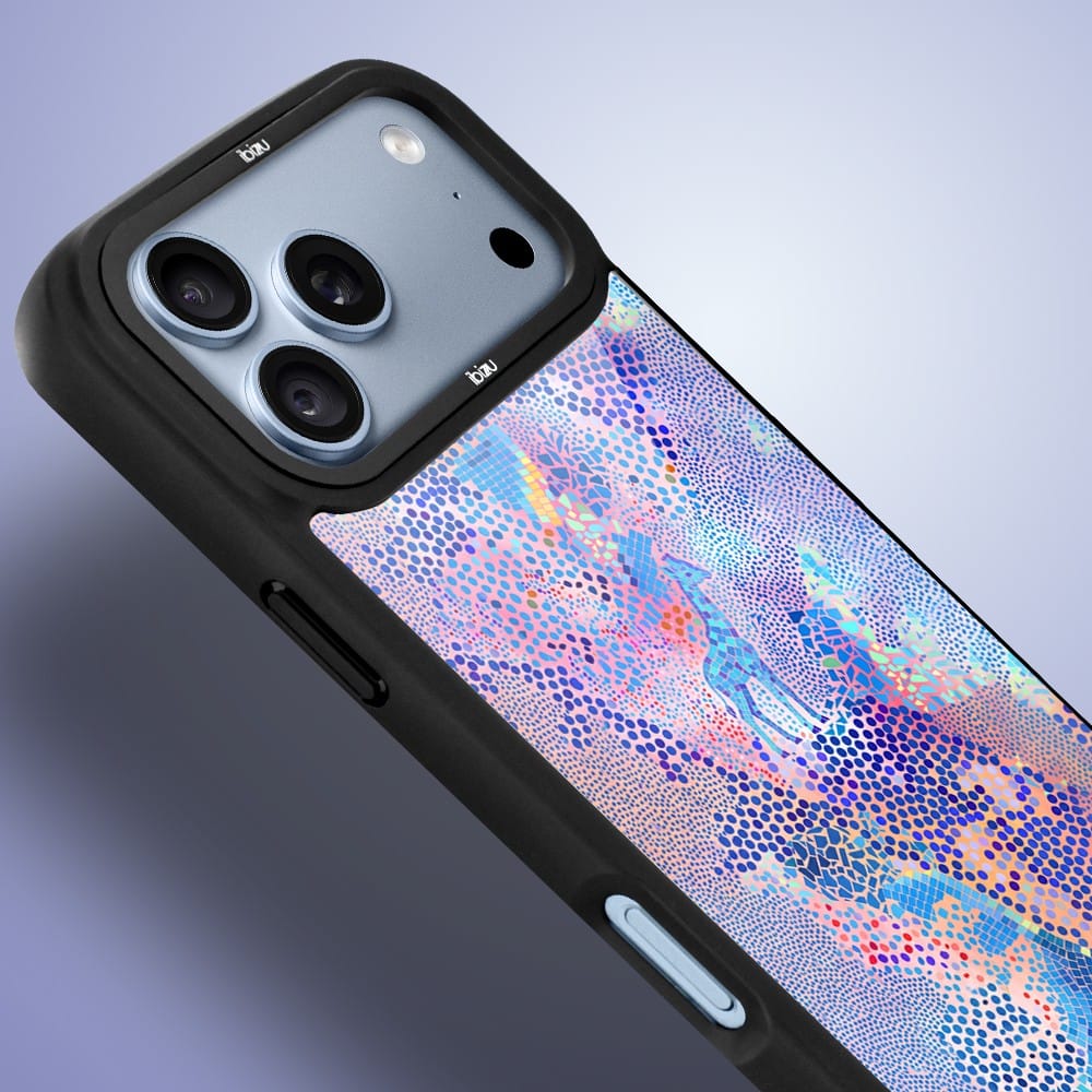 etui do iphone 18 pro ibizu dropguard matt z magsafe, bella fantasia, mozaikowa żyrafa