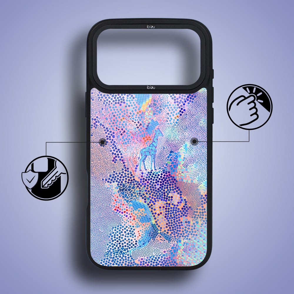 etui do iphone 18 pro ibizu dropguard matt z magsafe, bella fantasia, mozaikowa żyrafa