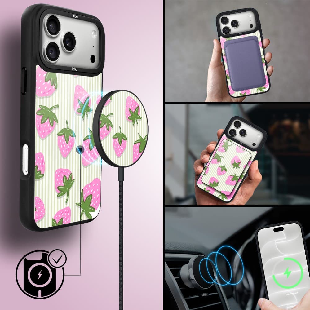 etui do iphone 18 pro ibizu dropguard matt z magsafe, bella fantasia, truskawkowa łąka