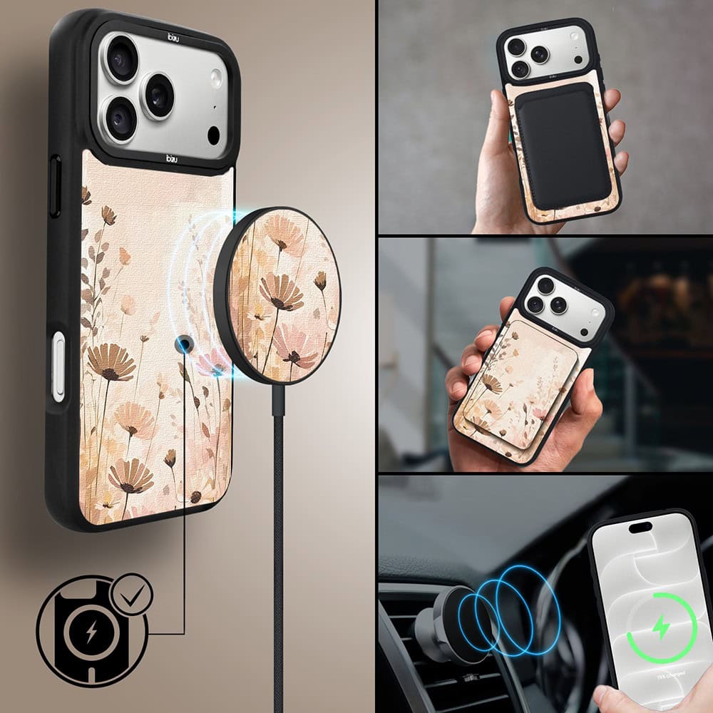 etui do iphone 18 pro ibizu dropguard matt z magsafe, boho, kwiatowa łąka