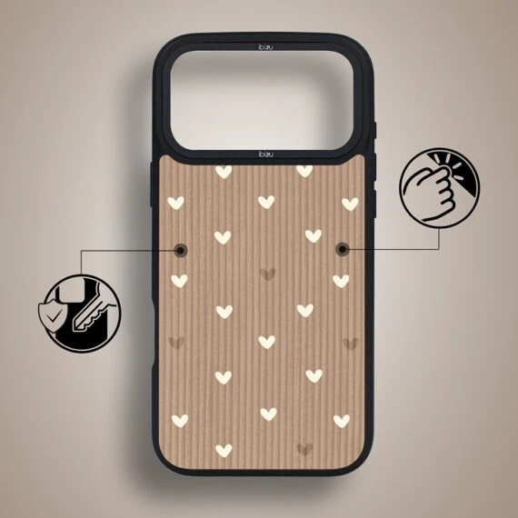 etui do iphone 18 pro ibizu dropguard matt z magsafe, boho, pudrowe serca