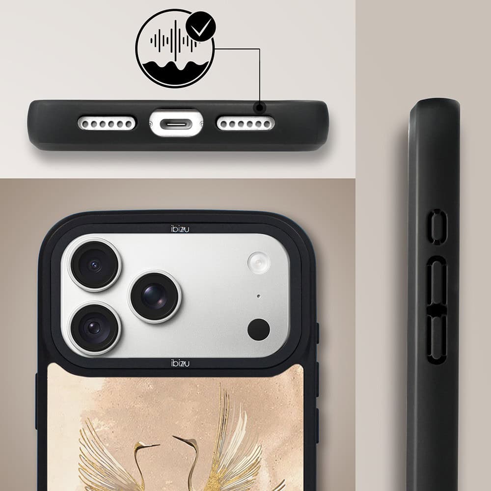 etui do iphone 18 pro ibizu dropguard matt z magsafe, boho, złote żurawie