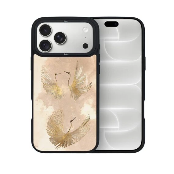 etui do iphone 18 pro ibizu dropguard matt z magsafe, boho, złote żurawie