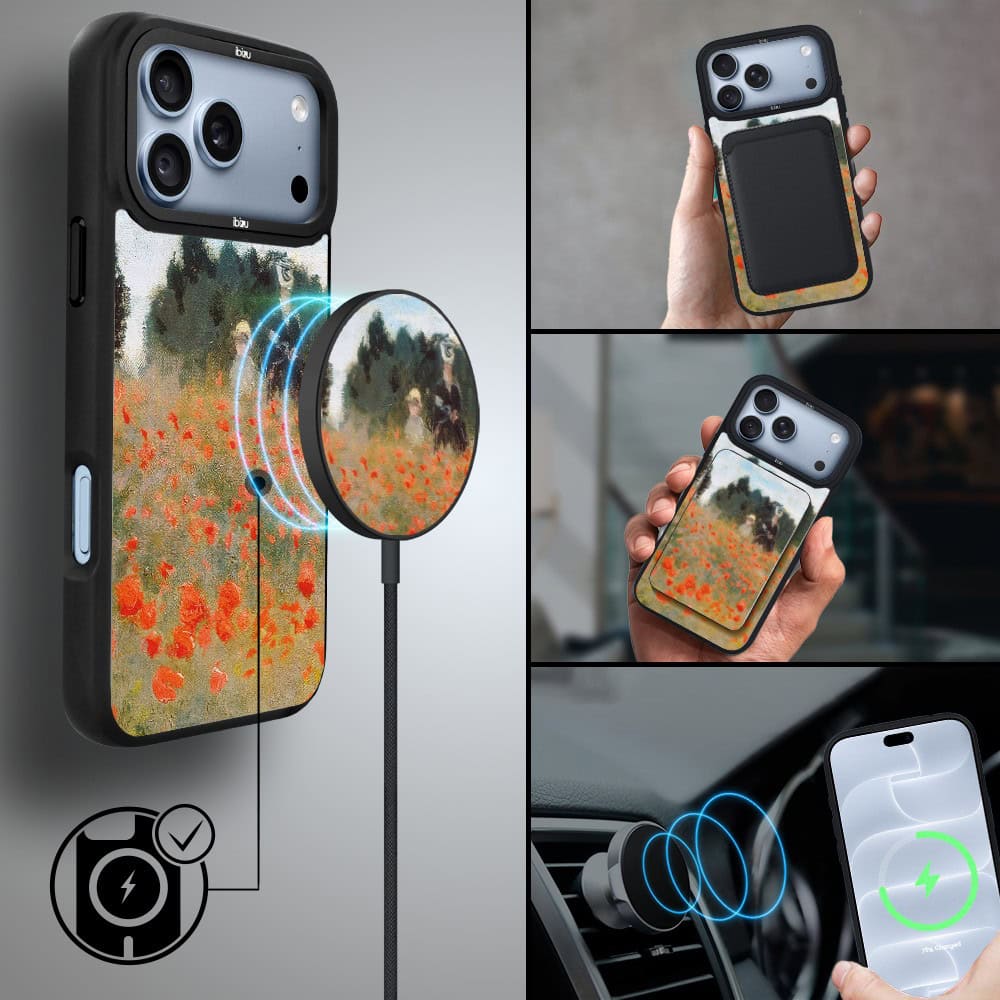 etui do iphone 18 pro ibizu dropguard matt z magsafe, claude monet, pole maków