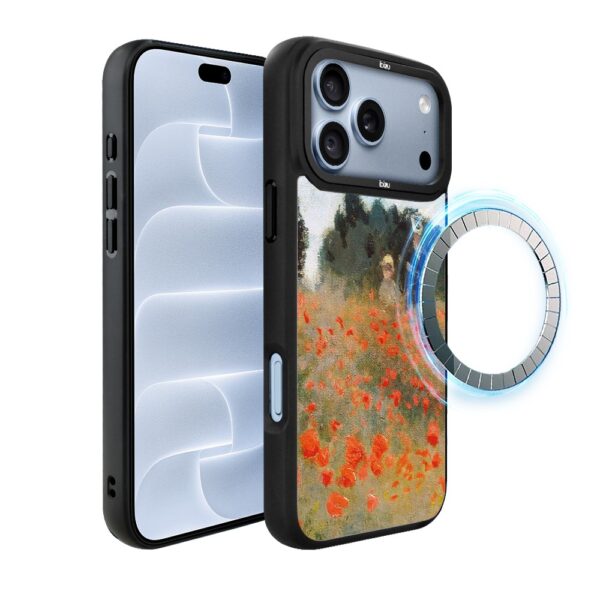 Etui do iPhone 18 Pro IBIZU DropGuard Matt z MagSafe, Claude Monet, pole maków