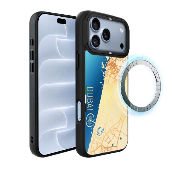 Etui do iPhone 18 Pro IBIZU DropGuard Matt z MagSafe, Mapy Świata, Dubai