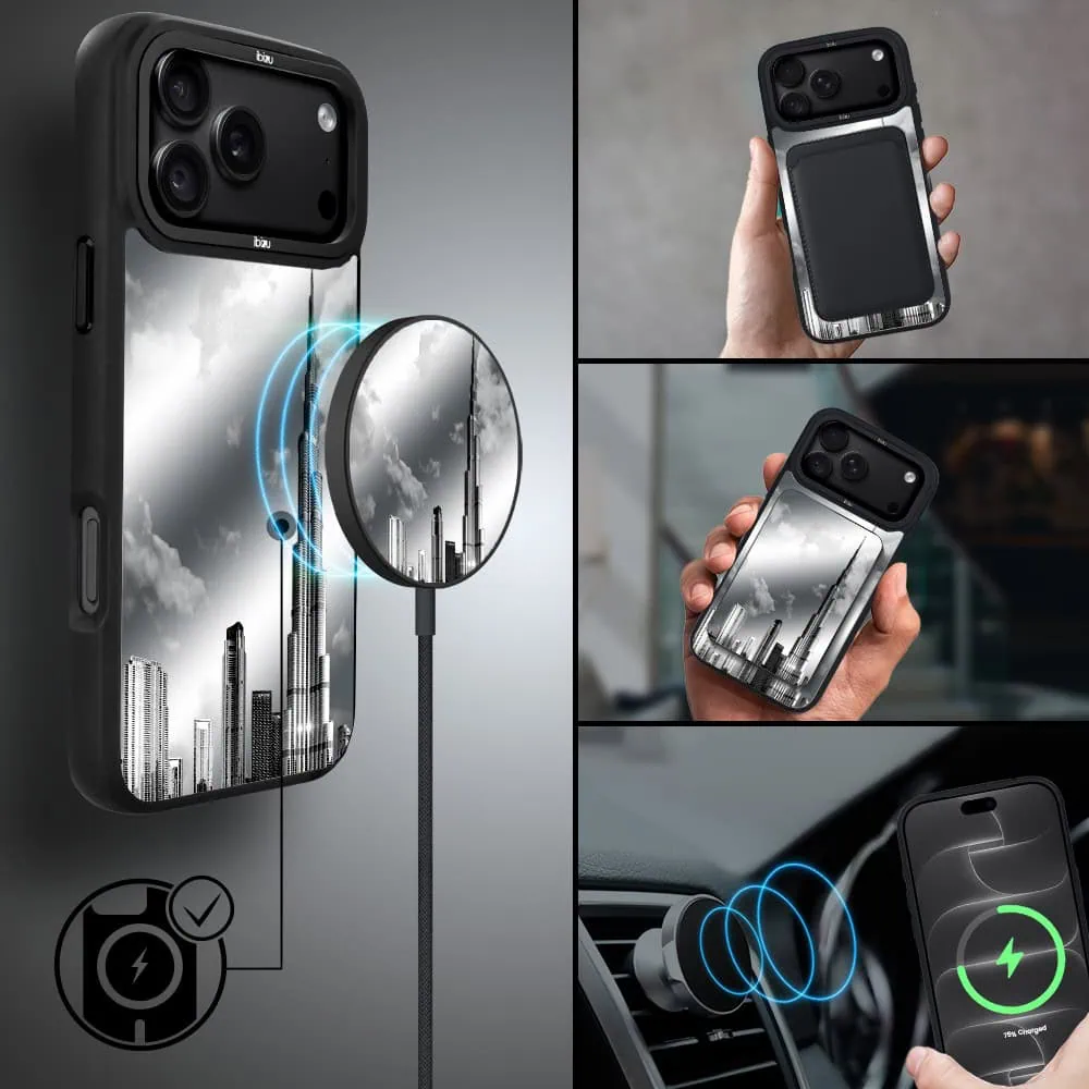 etui do iphone 18 pro ibizu dropguard matt z magsafe, noir city, burj khalifa