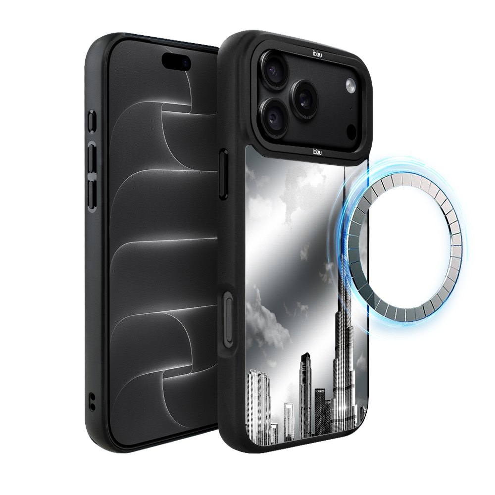 etui do iphone 18 pro ibizu dropguard matt z magsafe, noir city, burj khalifa
