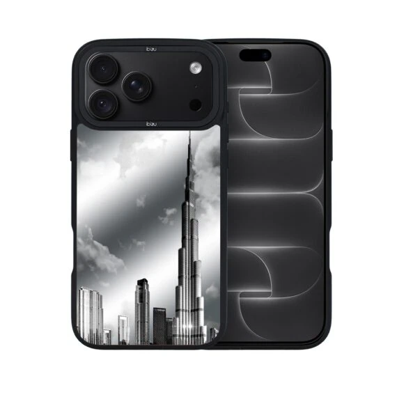 etui do iphone 18 pro ibizu dropguard matt z magsafe, noir city, burj khalifa