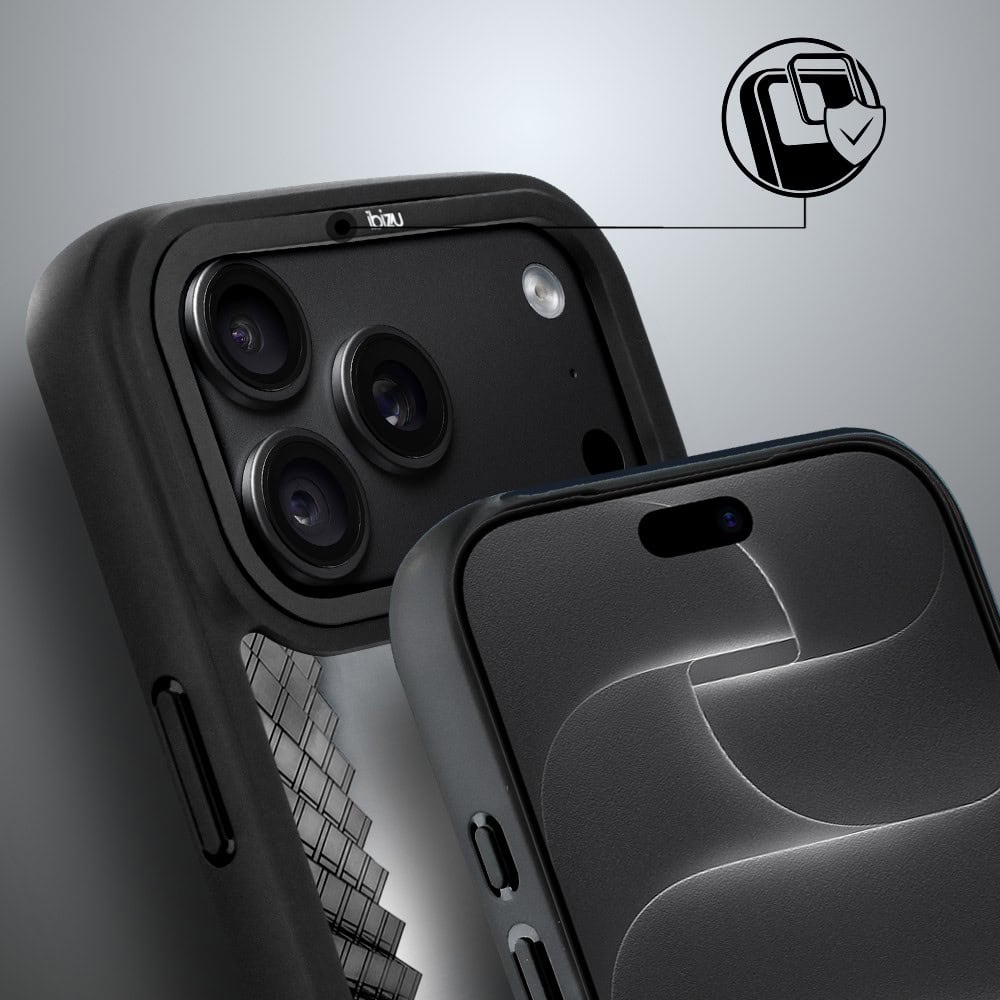etui do iphone 18 pro ibizu dropguard matt z magsafe, noir city, drapacze chmur