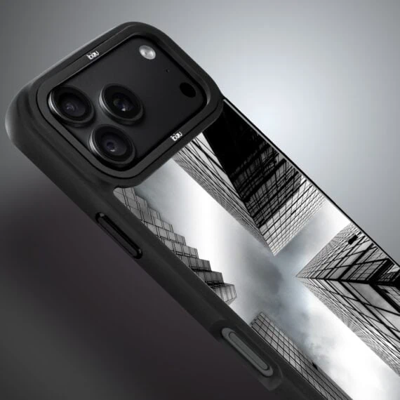 etui do iphone 18 pro ibizu dropguard matt z magsafe, noir city, drapacze chmur