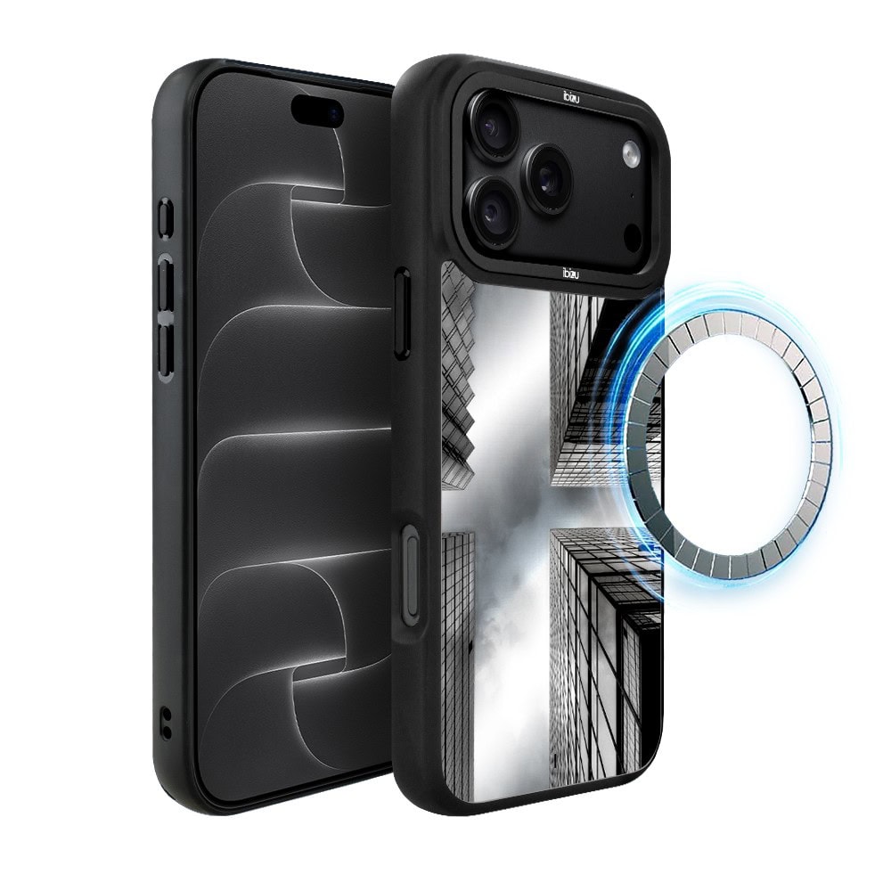 etui do iphone 18 pro ibizu dropguard matt z magsafe, noir city, drapacze chmur