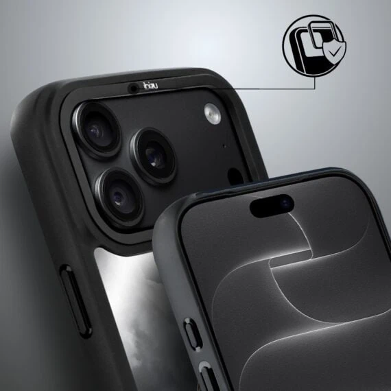 etui do iphone 18 pro ibizu dropguard matt z magsafe, noir city, wieża eiffla
